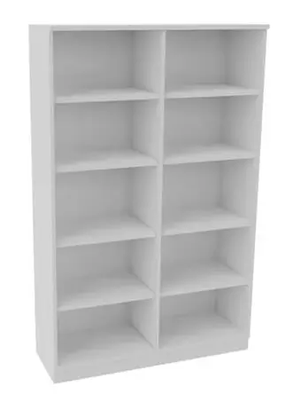 Kasten OH zonder deuren met middenschijding - afmetingen B120xH181xD45cm- 8 legplanken ( 4 regelbaar en 4 vast)