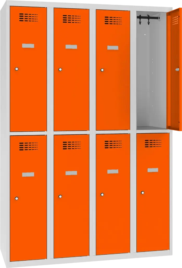 KAST MET 8 VAKKEN STR 7035 MET GEKLEURDE DEUREN 
