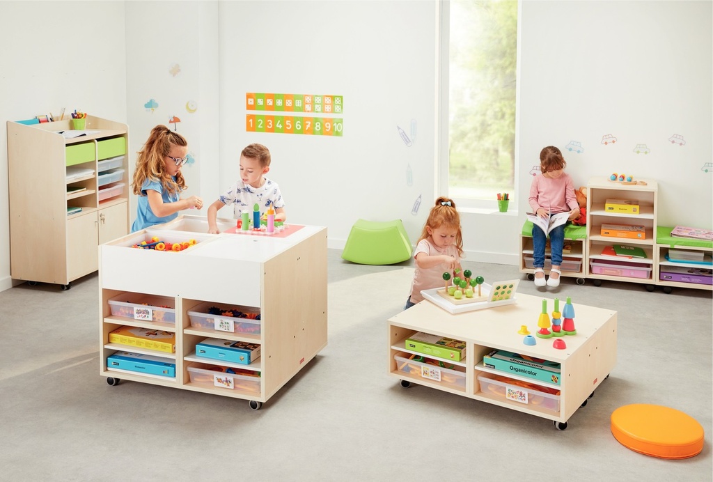 MOBIEL DRESSOIR  FLEXI-2KOLOMMEN MET ELKE 2 LEGPLANKEN HT 65CM