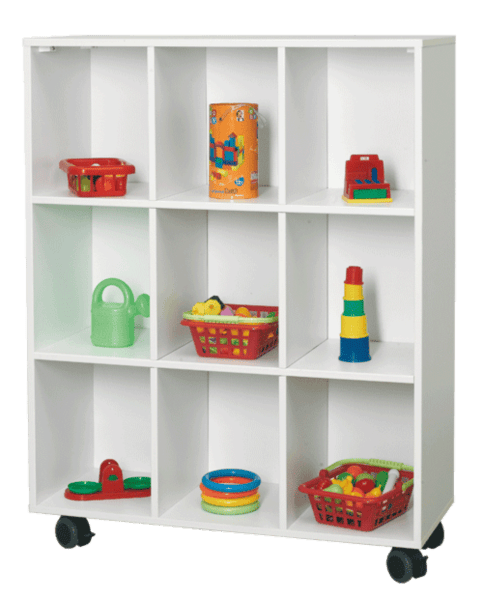 MOBIELE HOUTEN OPBERGBLOK MET 9 VAKKEN