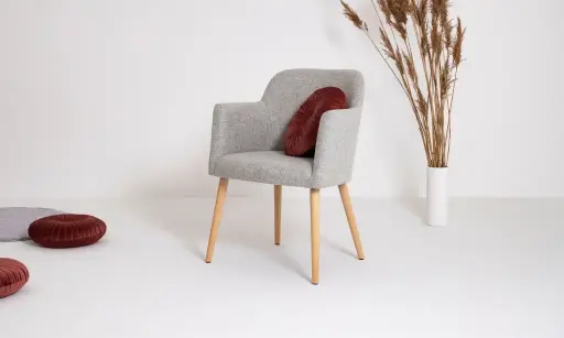 LOUNGE STOEL RHODES.2 - STOF - HOUTEN ONDERSTEL