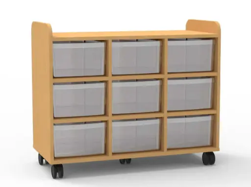 [CDCDE3CB9T] Meuble 3 colonnes sur roulettes avec 9 bacs inclus