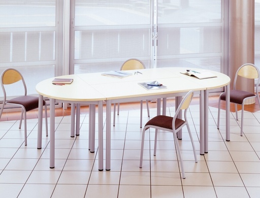 [ART12R140STRSUR] ARTENSE halfronde tafel 140, laminaat met omgespoten rand